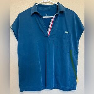 Mediclo Heathered Blue Scrubs Sleeveless Shirt Size Medium